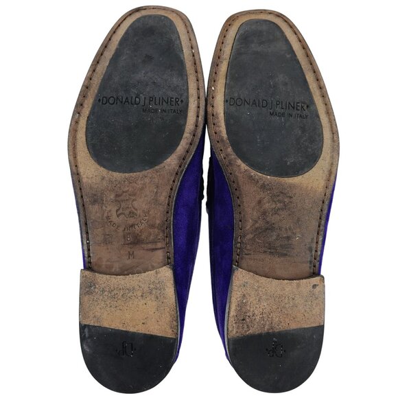 Donald J. Pliner Italy Dacio 2 Purple Indigo Suede Bit Loafers Men 8 Dress Shoes - Picture 3 of 11